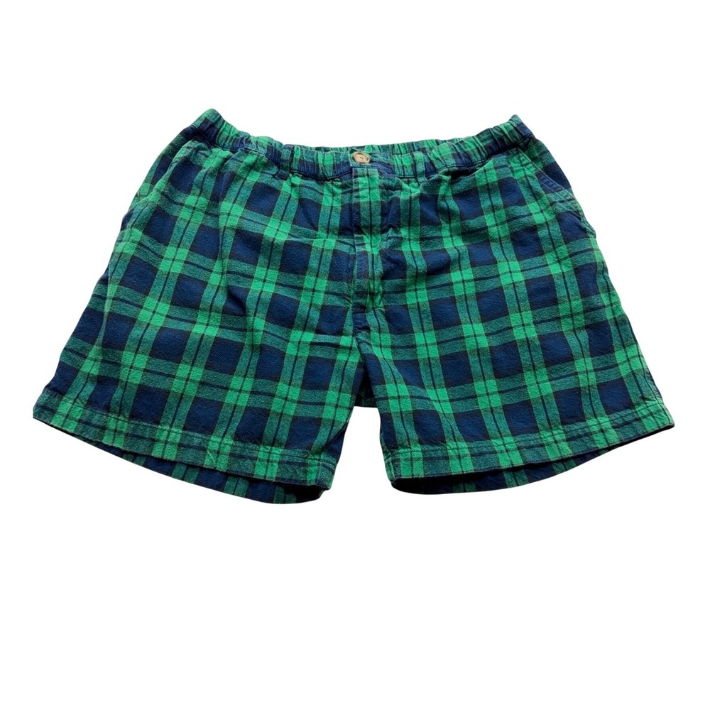 Chubbies Shorts Mens XL Green Blue Plaid Flannel Lounge Elastic Waist USA
